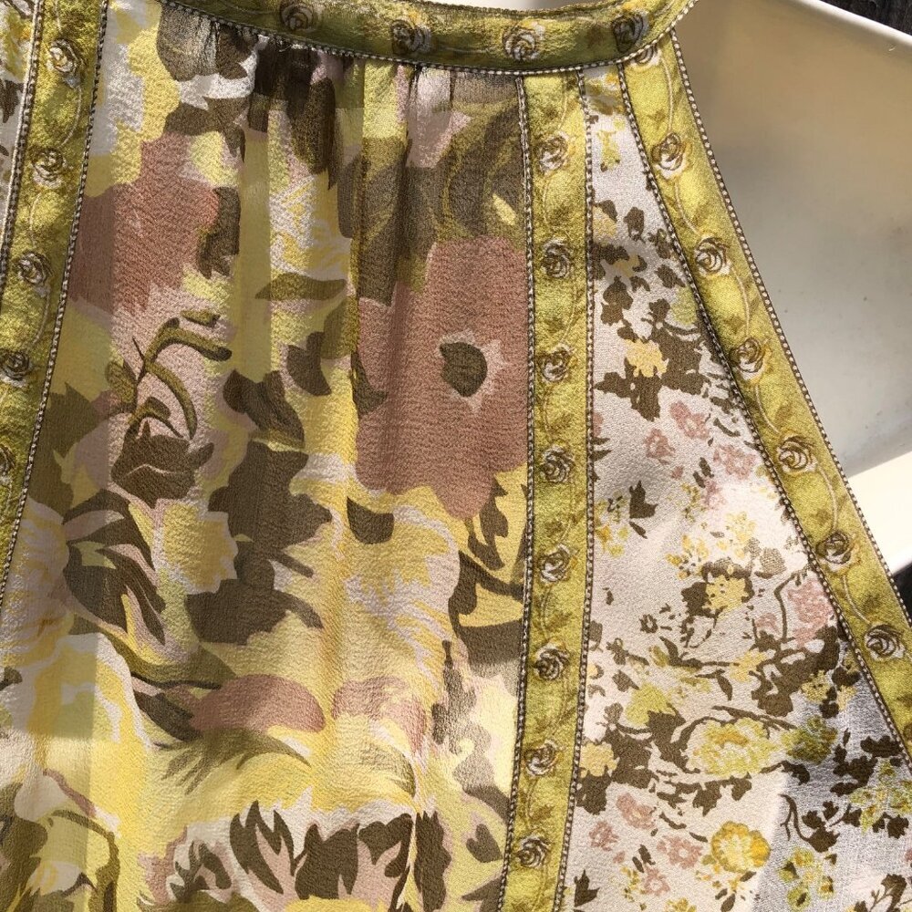 Joie Silk Medium Floral Sleeveless Top Blouse Tank Yellow V Neck White Shara - Picture 5 of 8